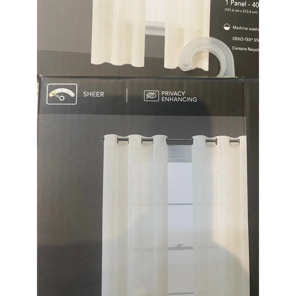 Set of 2 Home Expressions Remy Sheer Grommet Curtains Panel‎ Egret White 40x84